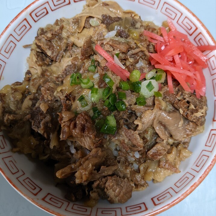 圧力鍋で牛すじ丼